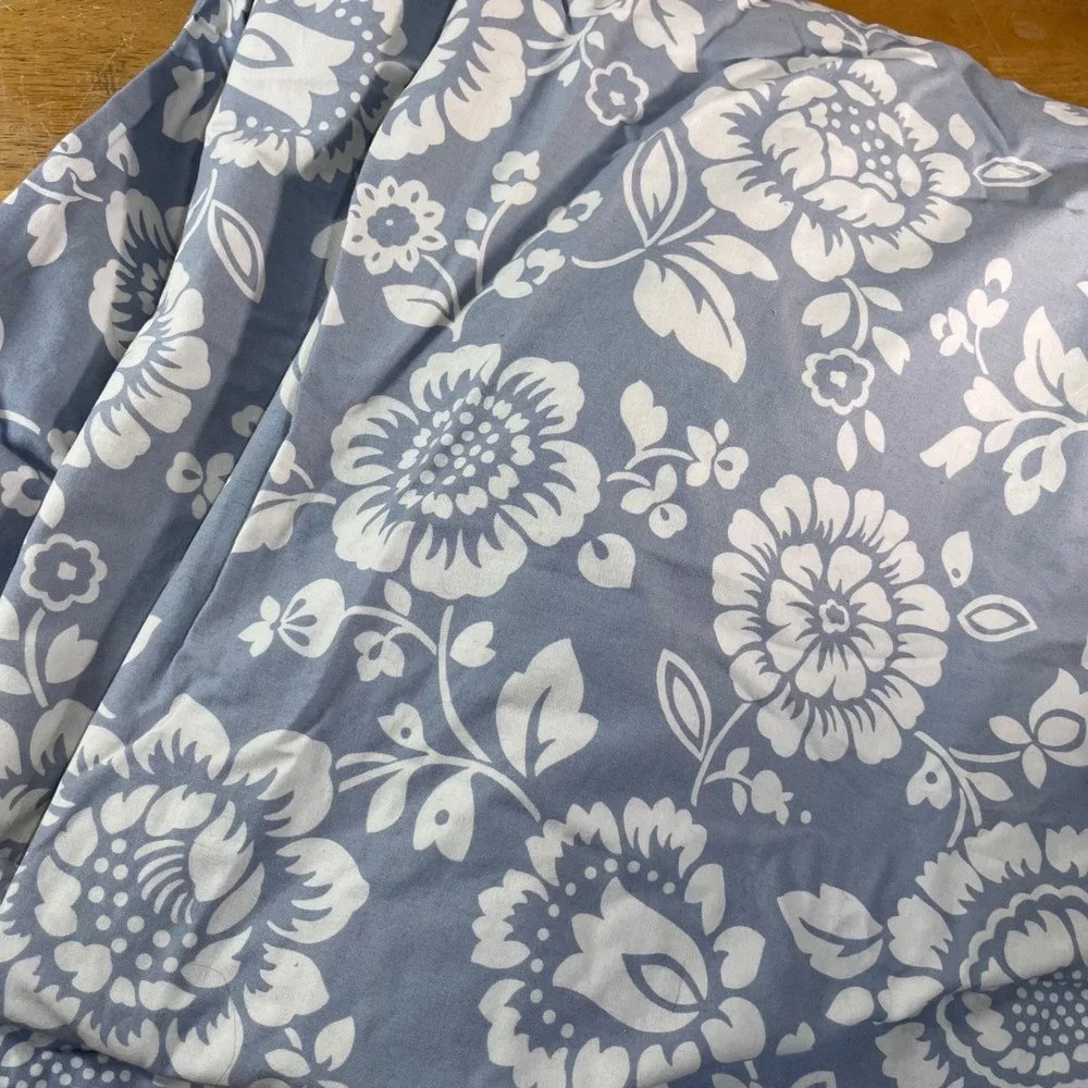 IKEA Thisted Flora Duvet Cover Set Full Queen Blue White Floral Vtg Style 3pc